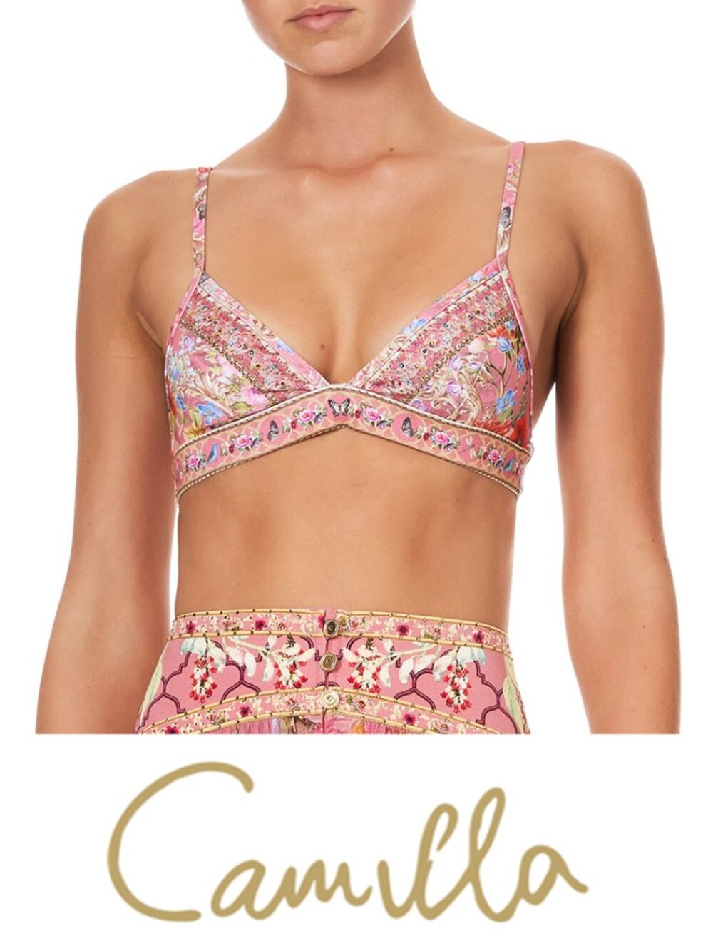 Camilla Patchwork Heart Soft Cup Bra Bralette Crop Top Size XS - Picture 4 of 13